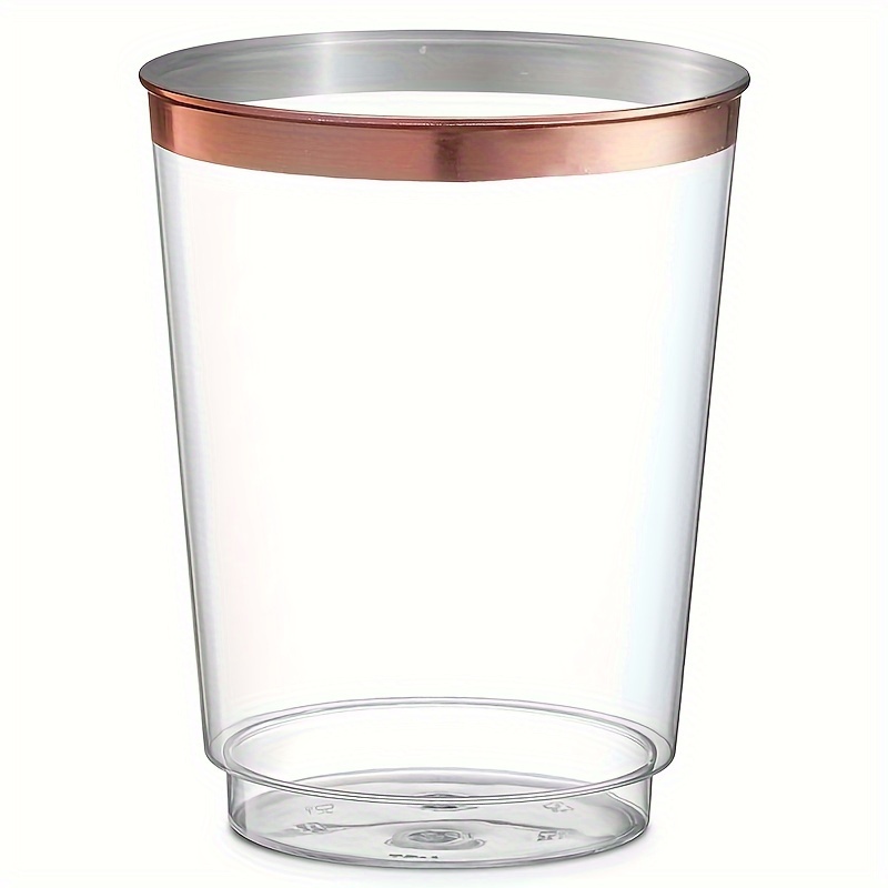 Rose Golden Plastic Cups Elegant Rose Gold Rimmed Clear - Temu