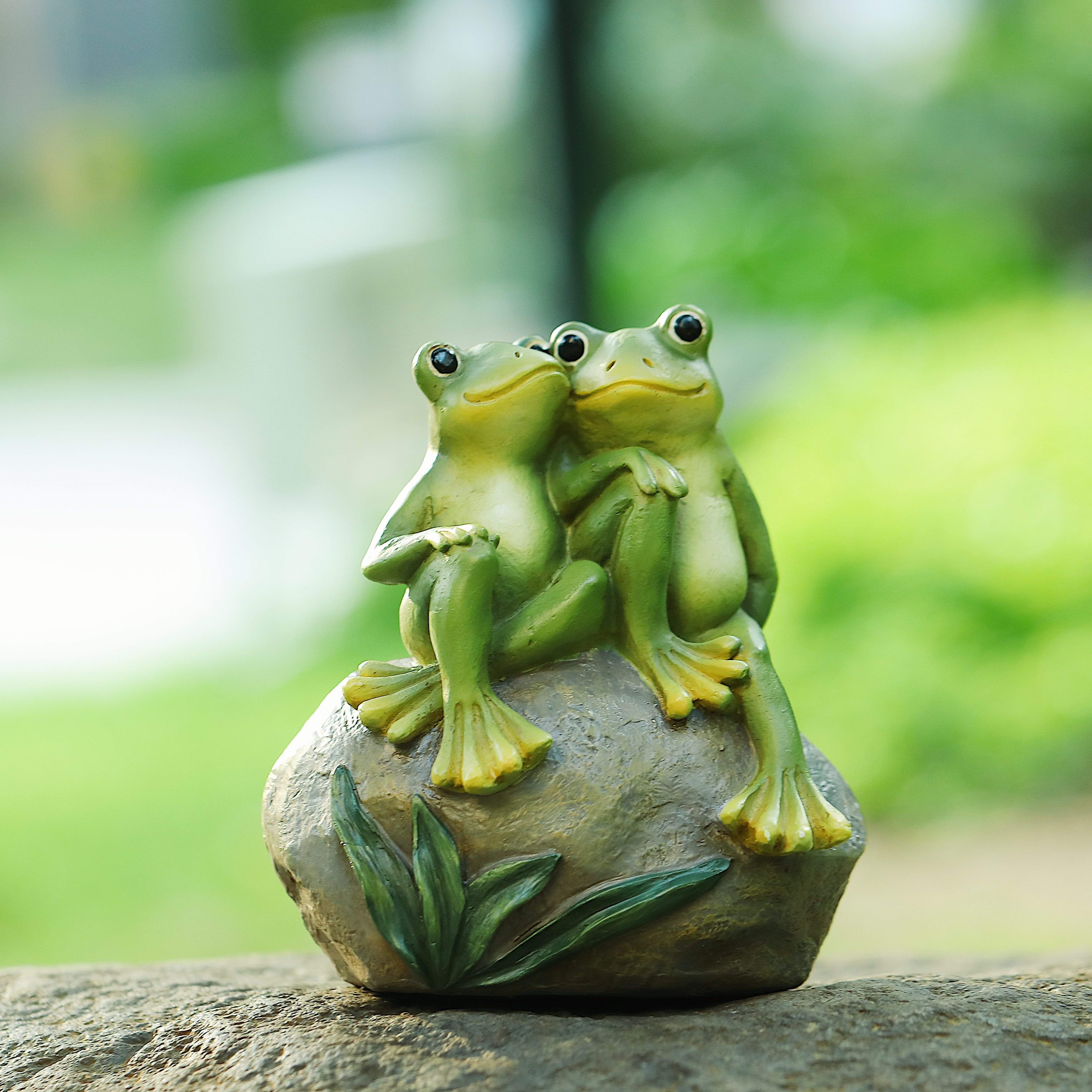 4pcs Frog-shape Statue Decor Resin Frogs Model Adorable Frogs Figurines, Green
