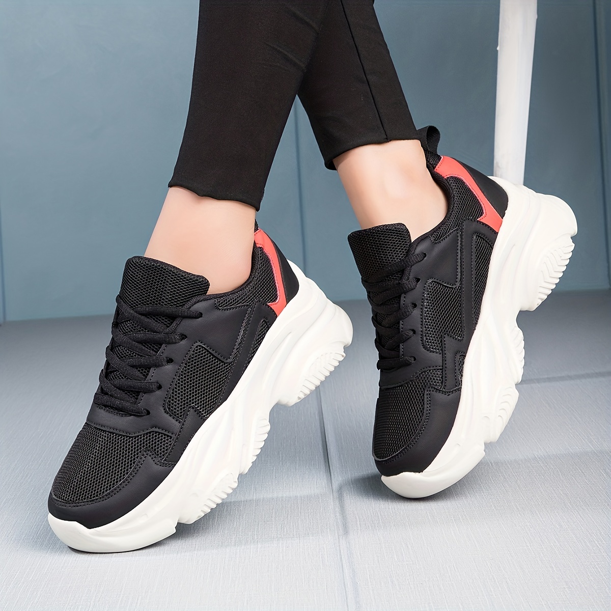 Womens Mesh Lace-up Breathable Casual Stylish Shoes