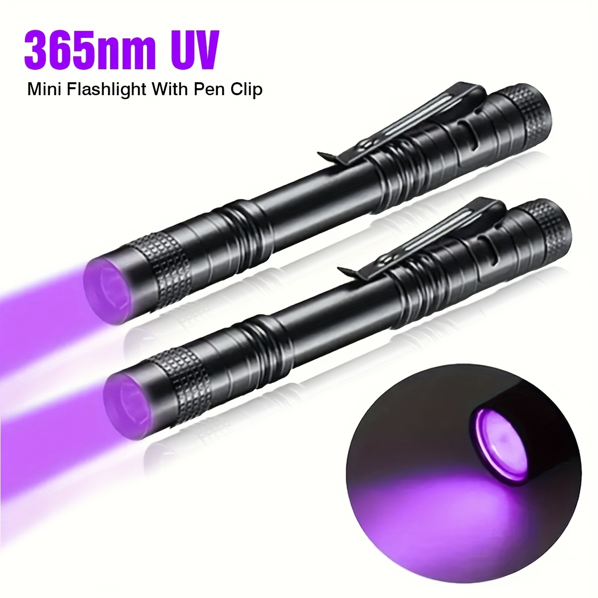 GearLight Linterna UV de luz negra S50 [2 unidades] - Mini linterna  ultravioleta de 365 nm para verificación de identificación, detección de  fugas de