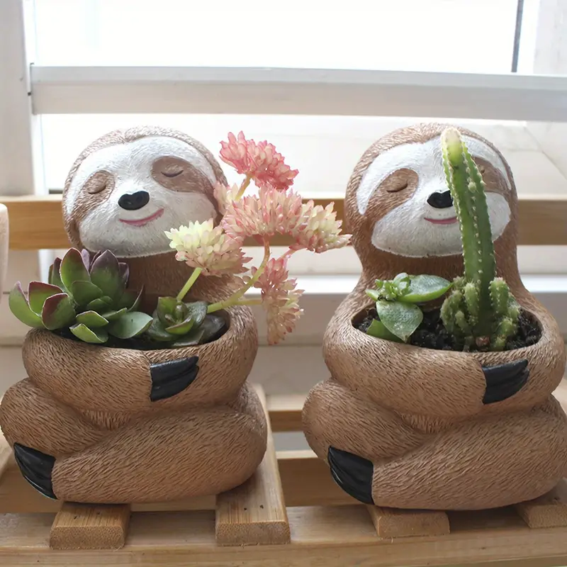 Sloth Statue Succulent Planter Pot Cute Sloth Gifts - Temu