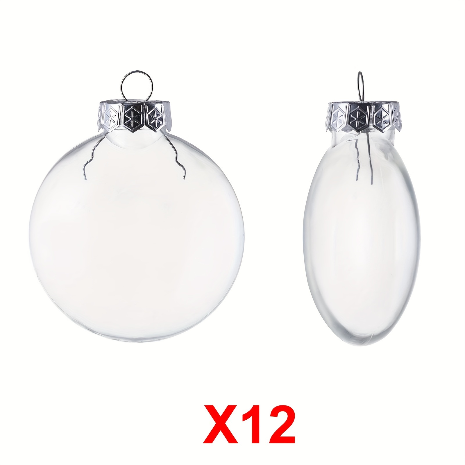 12 Pack Clear Glass Ball Ornaments 3.15 Inch for Crafts DIY, Large 80mm  Fillable Ornaments to Paint, Clear Ball Ornaments for Christmas Tree