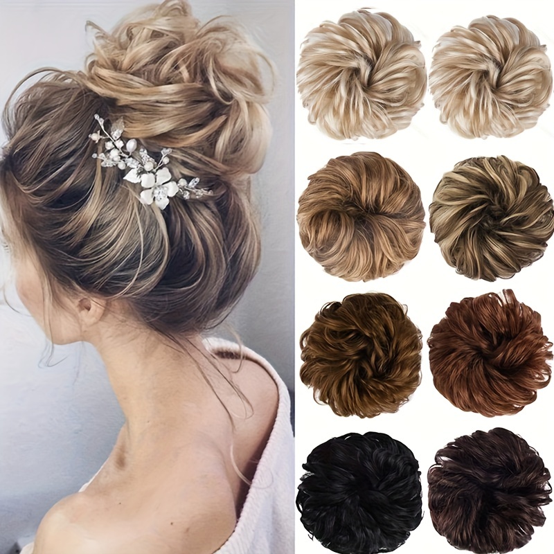 Human Hair Messy Donut Hair Buns Tousled Updo Chignon With Elastic Hair Rope Human Hair Hair Extensions Elegant Natural Looking For Daily Use Hair Accessories