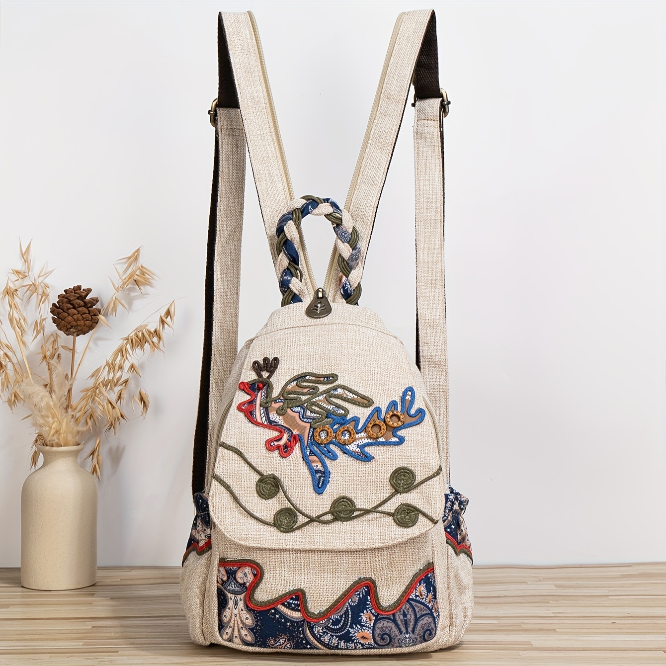 Boho Style Adjustable Shoulder Strap Ethnic Handbag - Temu