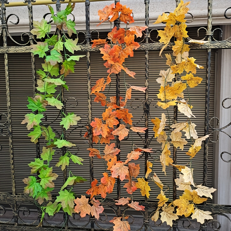 Halloween Black Garland Artificial Maple Leave Vines Battery - Temu