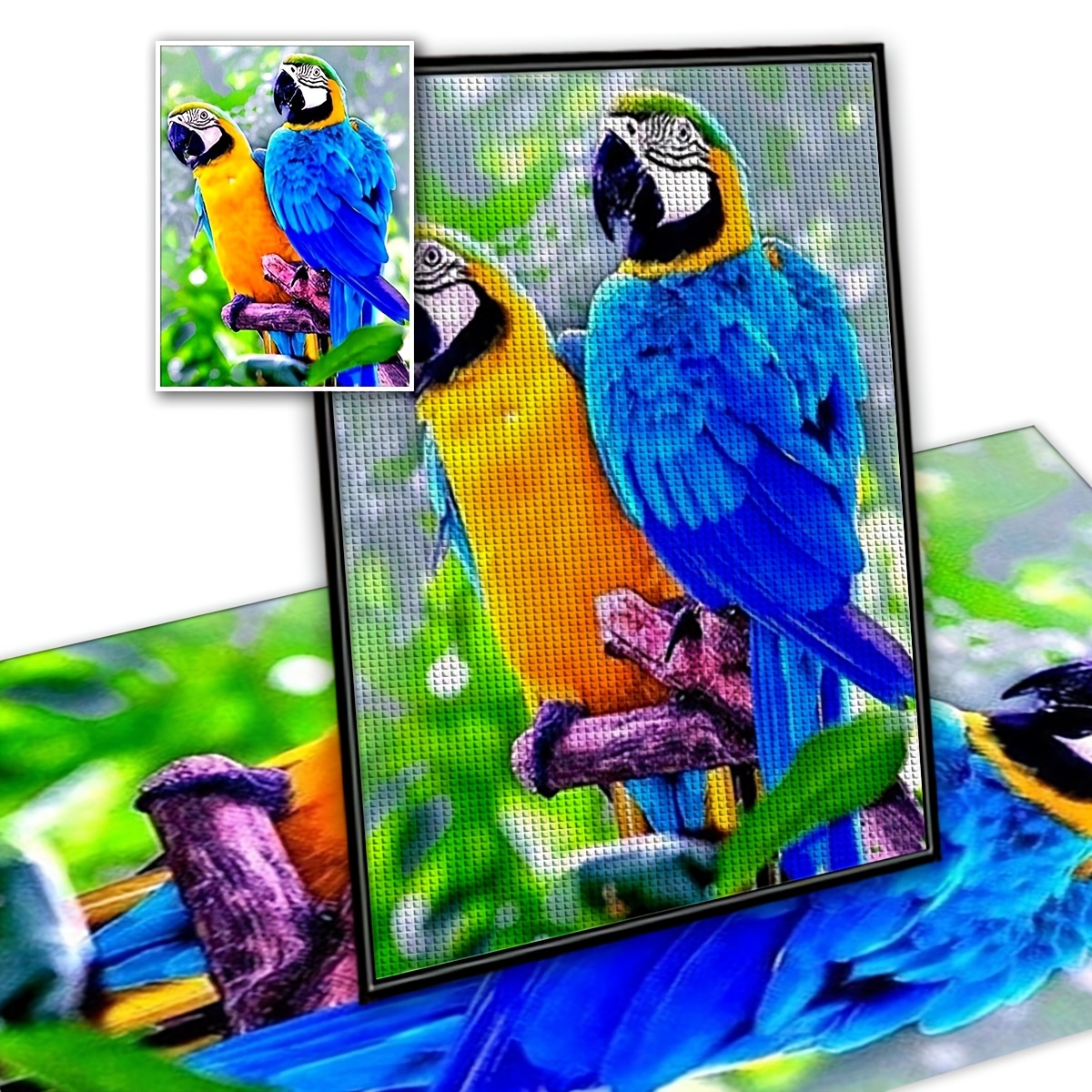Adult Beginner Parrot Diamond Painting Kit Flower Bird Full Round