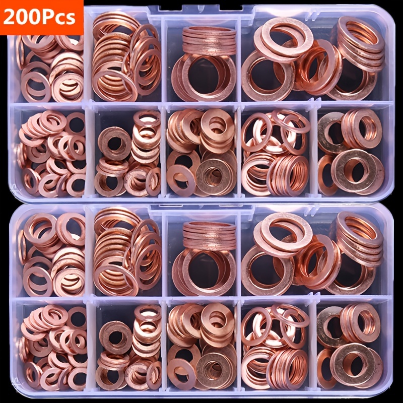 Save on 200pcs Copper Washer Gasket Nut And Bolt Set Today!