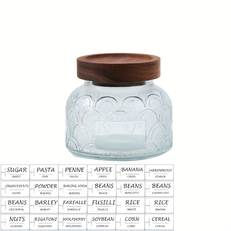 Premium Retro Spray Glass Storage Jars With Labels - Perfect For Snacks,  Candy, Grains, Herbs, Spices, Coffee, Rice, And Sugar - Kitchen Counter And  Pantry Decorative Cookie Jar - Airtight Glass Jar