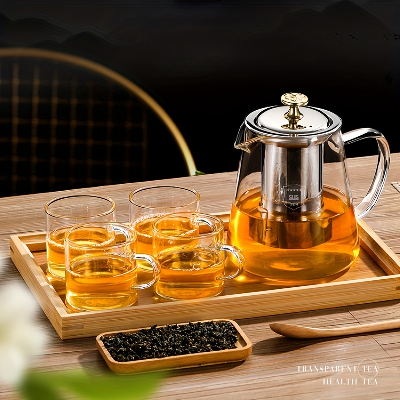 600ml 1000ml 1800ml Simple Kettle Pitcher Tea Pot Bamboo Lid Glass