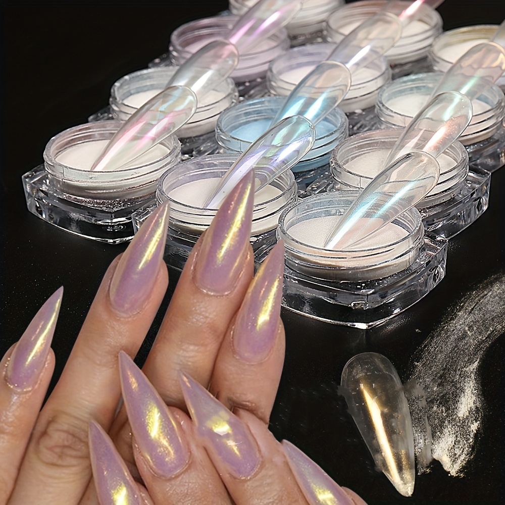 Holographic Neon Nail Chrome Nail Powder For Gel Nails - Temu