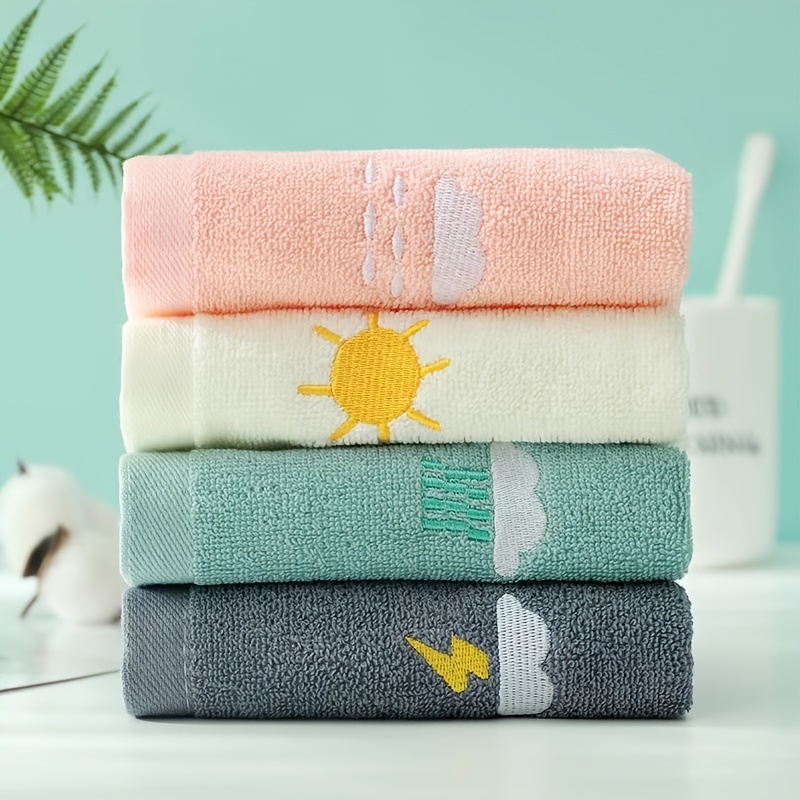 Cute Fingertip Towel, Soft Absorbent Hand Wipe Towel, Cute Cartoon Weather  Embroidery Face Towel, Household Small Hand Towel, - Temu