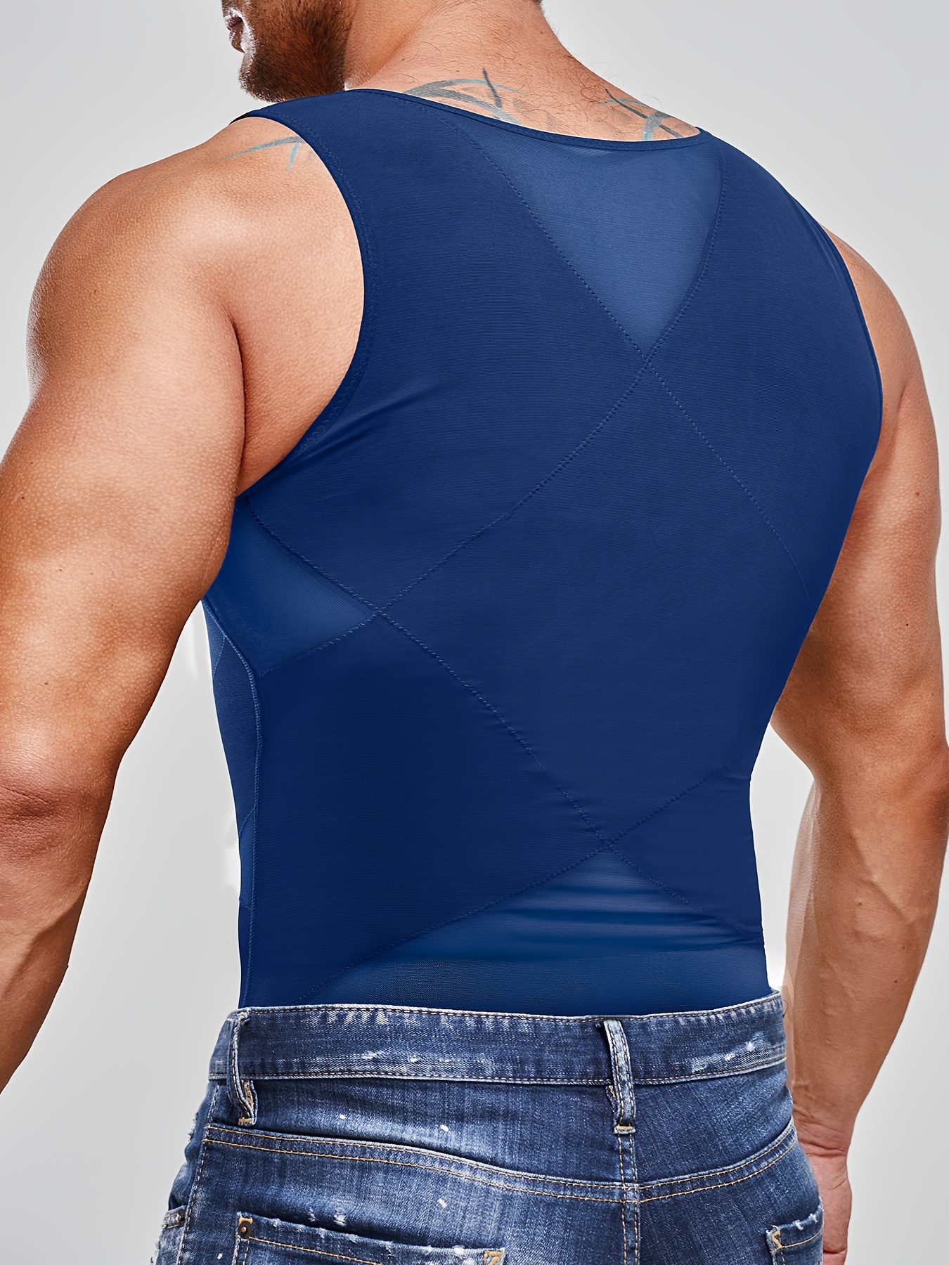 iOPQO sports bras for women Men Sports Sweat Shapewear Chest Support  Abdomen Body Shaper Vest Top Shapers Blue M