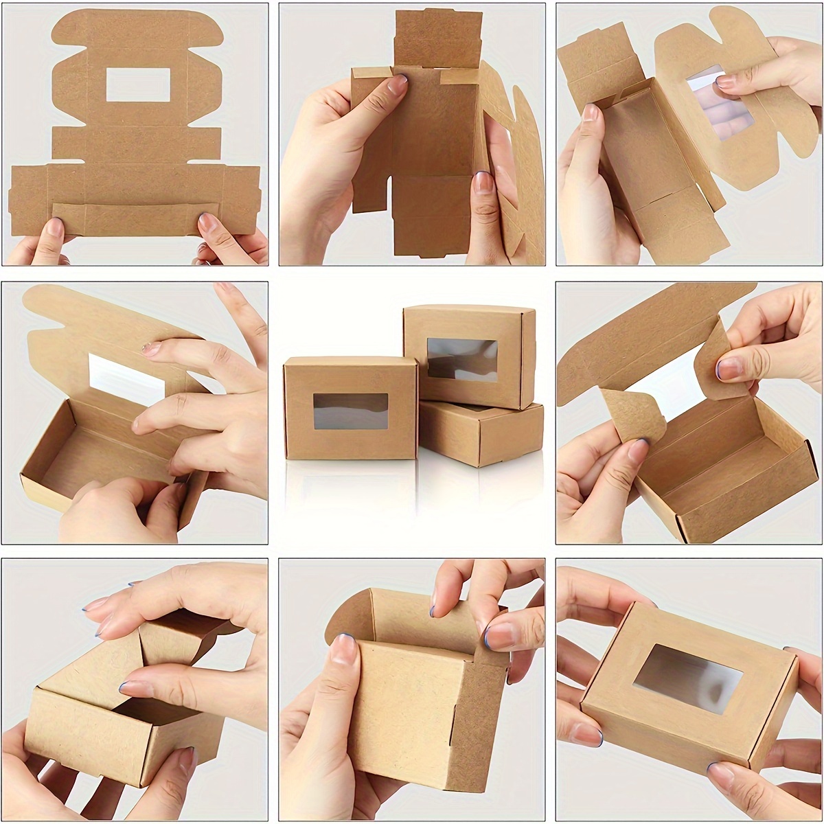 50 Corrugated Boxes With Window in Bulk, Kraft Display Gift