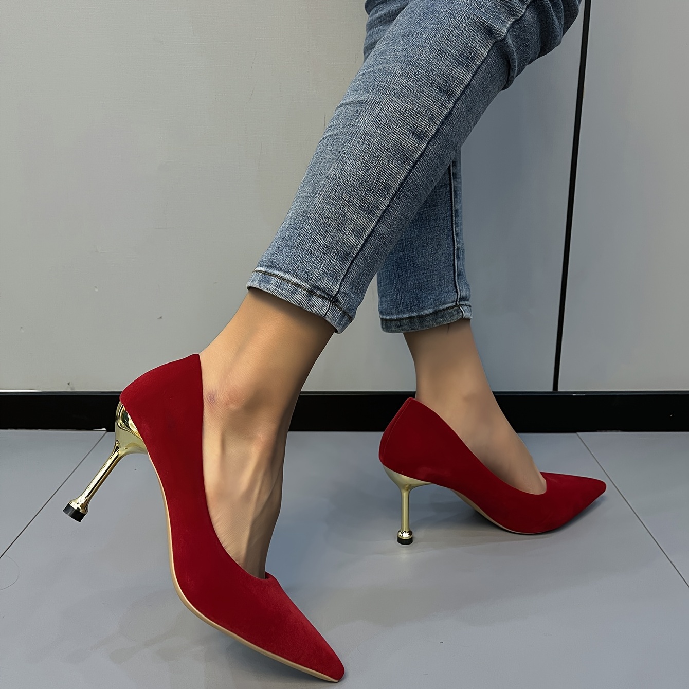 Women's Pointed Toe Metal Heel High Heels Stiletto Pumps