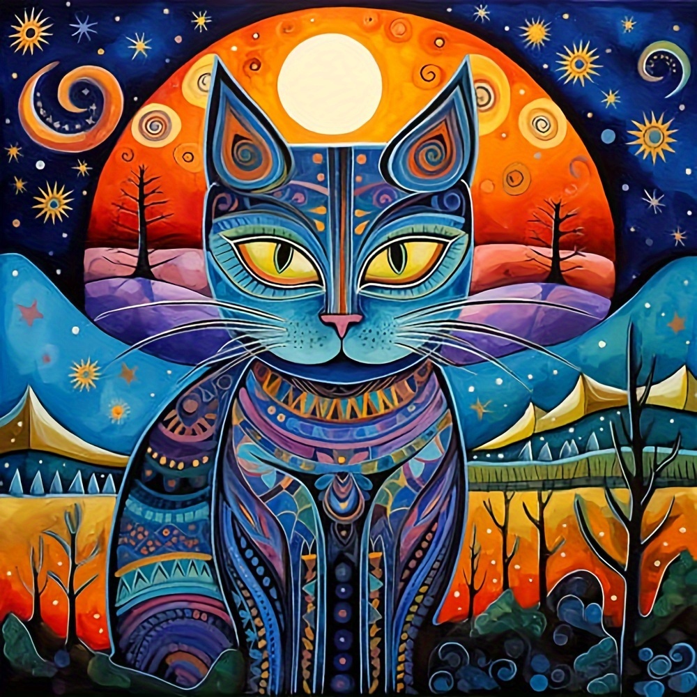

1pc Large Size 40x40cm/15.7x15.7inch Without Frame Diy 5d Diamond Art Painting Painted Kitten, Full Rhinestone Painting, Diamond Art Embroidery Kits, Handmade Home Room Office Wall Decor