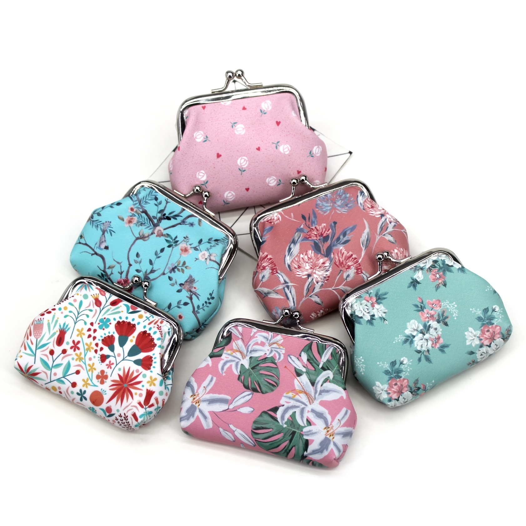 Vintage Flower Print Coin Purse, Kiss-lock Clutch Wallet, Versatile Storage  Purse - Temu