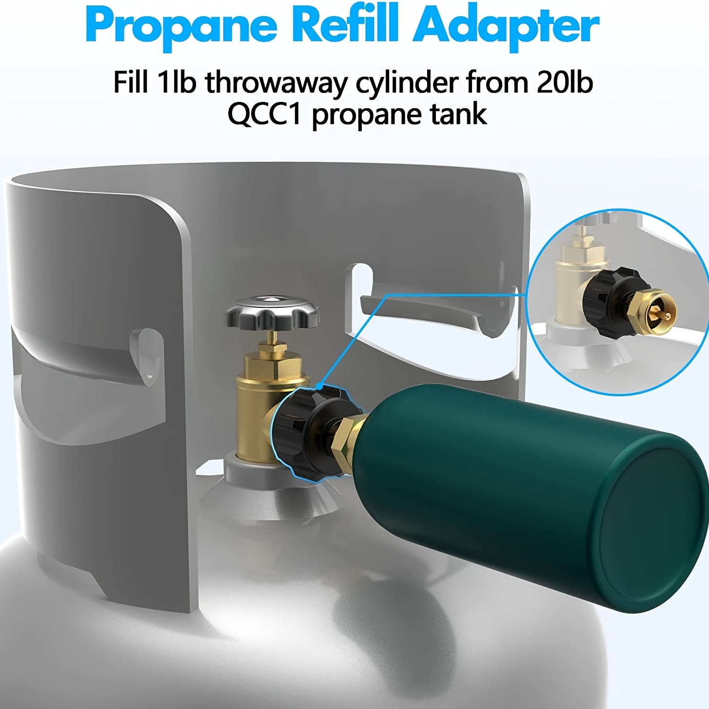 SHINESTAR Propane Tank Refill Adapter for QCC1/Type1 Propane Tank, Solid  Brass Regulator Valve Accessory for 1 LB Tank Throwaway Disposable Small  Cylinders : : Patio, Lawn & Garden