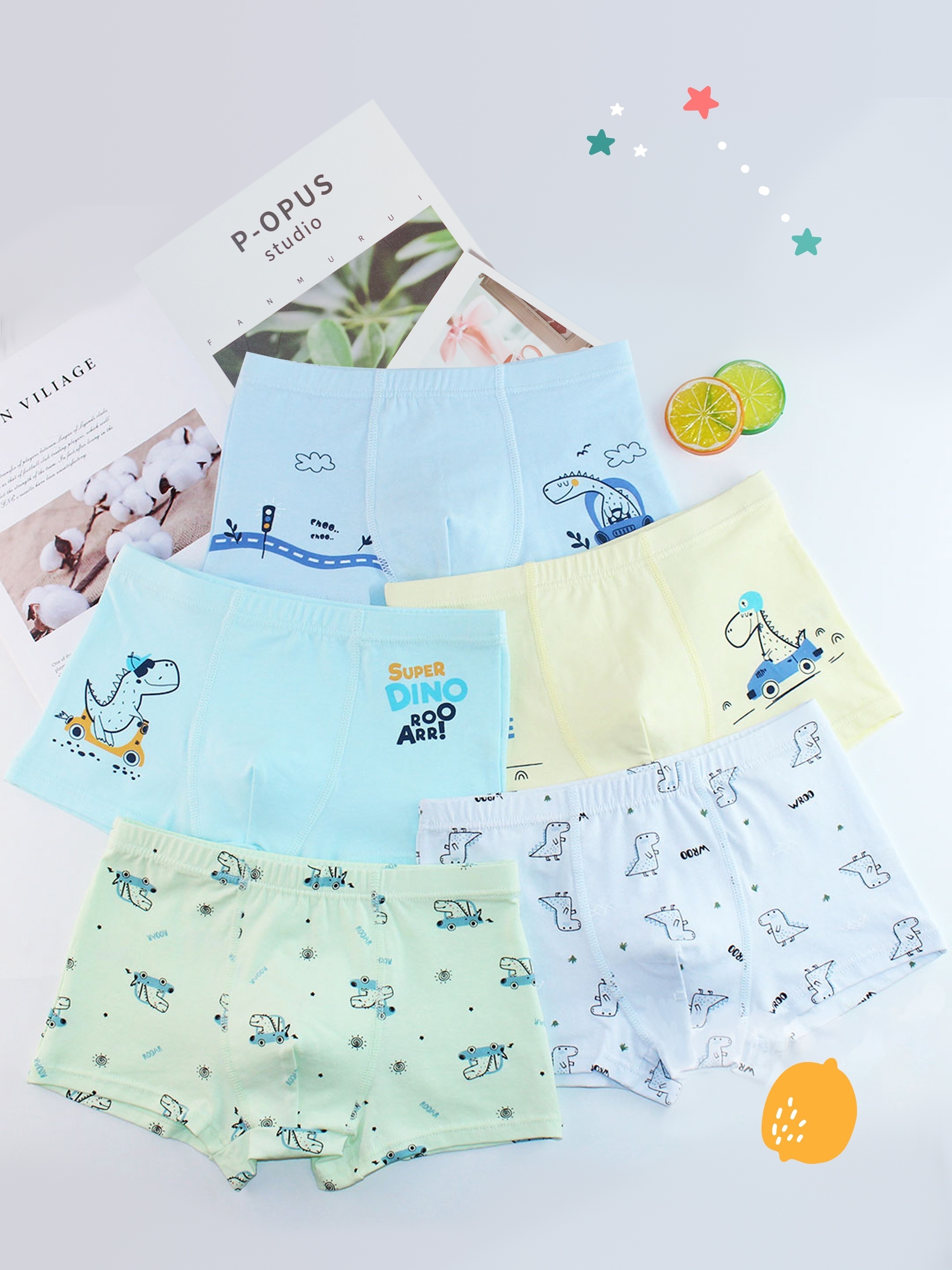 Boy's Boxer Briefs, Cartoon Dinosaur Pattern Breathable Underwear
