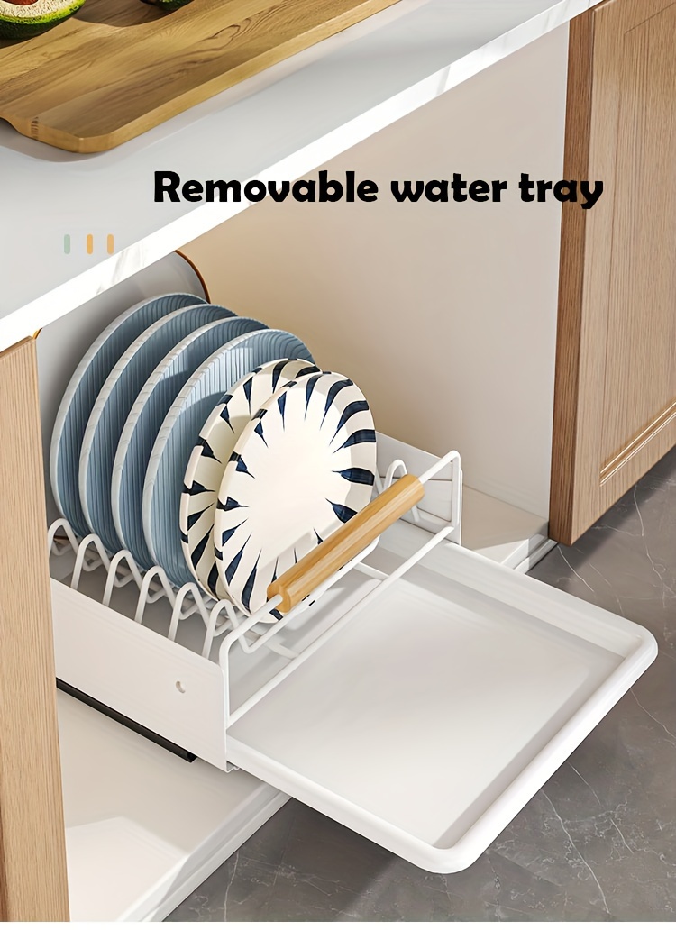 Kitchen Dish Storage Rack For Cupboard, Removable Basket With