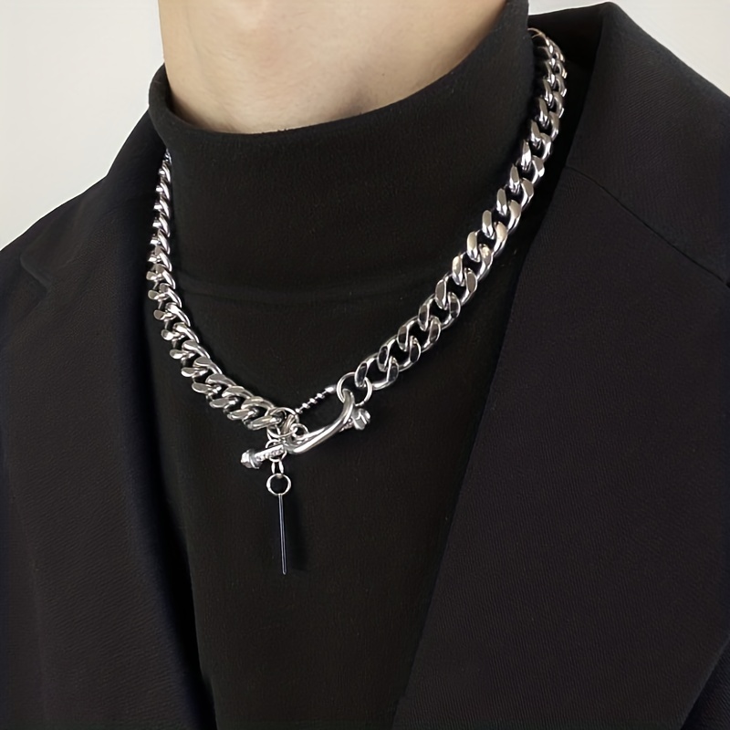 Men's Necklaces Stainless Steel Punk Chains Clavicle Chain - Temu