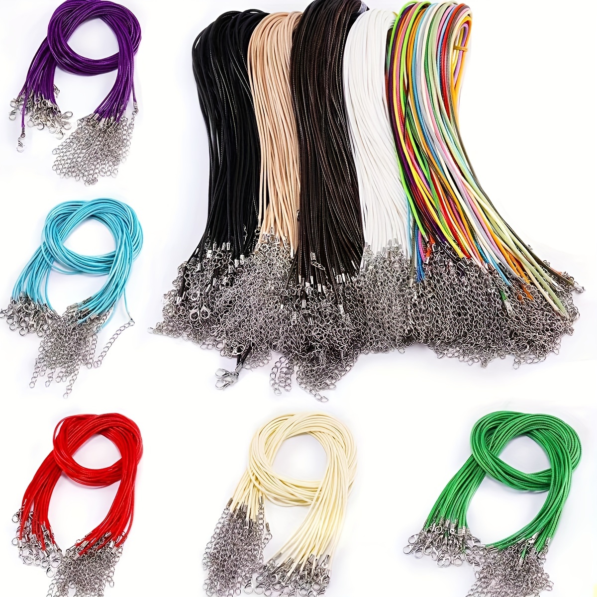 100 Pcs Necklace Cord With Clasp,waxed Necklace Cord Cotton Rope