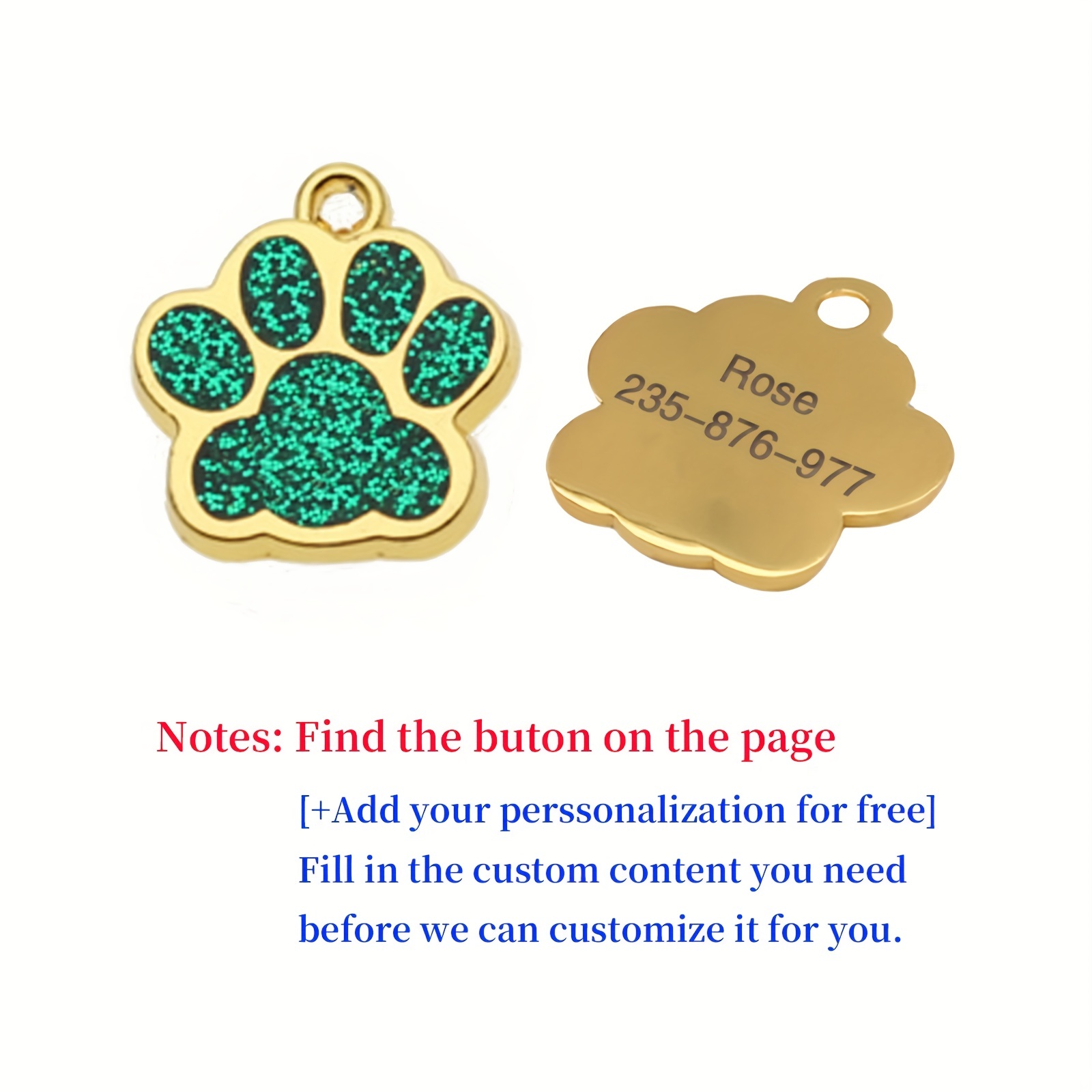 Personalized Pet Tags Dog Paw Print Cat Design Anti lost Temu