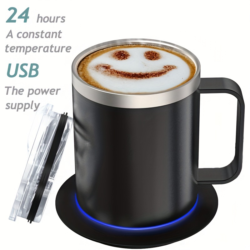 Mug Warmer Pad Wireless Constant Temperature Multifunction USB Power Supply  Electric Coffee Warmer Set for Home (Black)