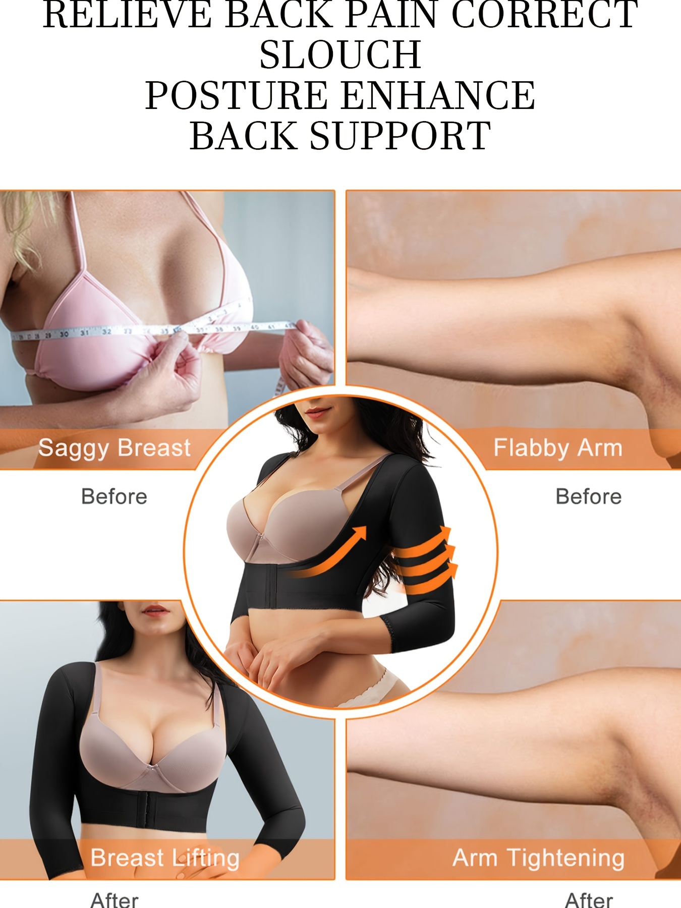 Women Upper Arm Shaper Body Compression Sleeves Back Shoulder Wrap Shapewear  