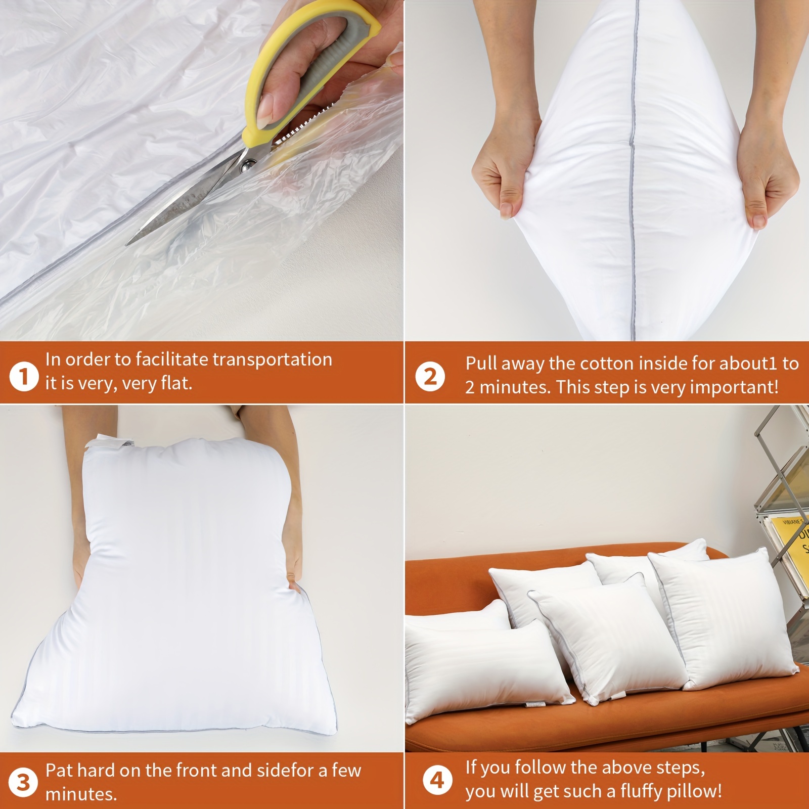 Foamily 18 x 18 inch Premium Pillow Insert, White - Set of 4 for sale  online