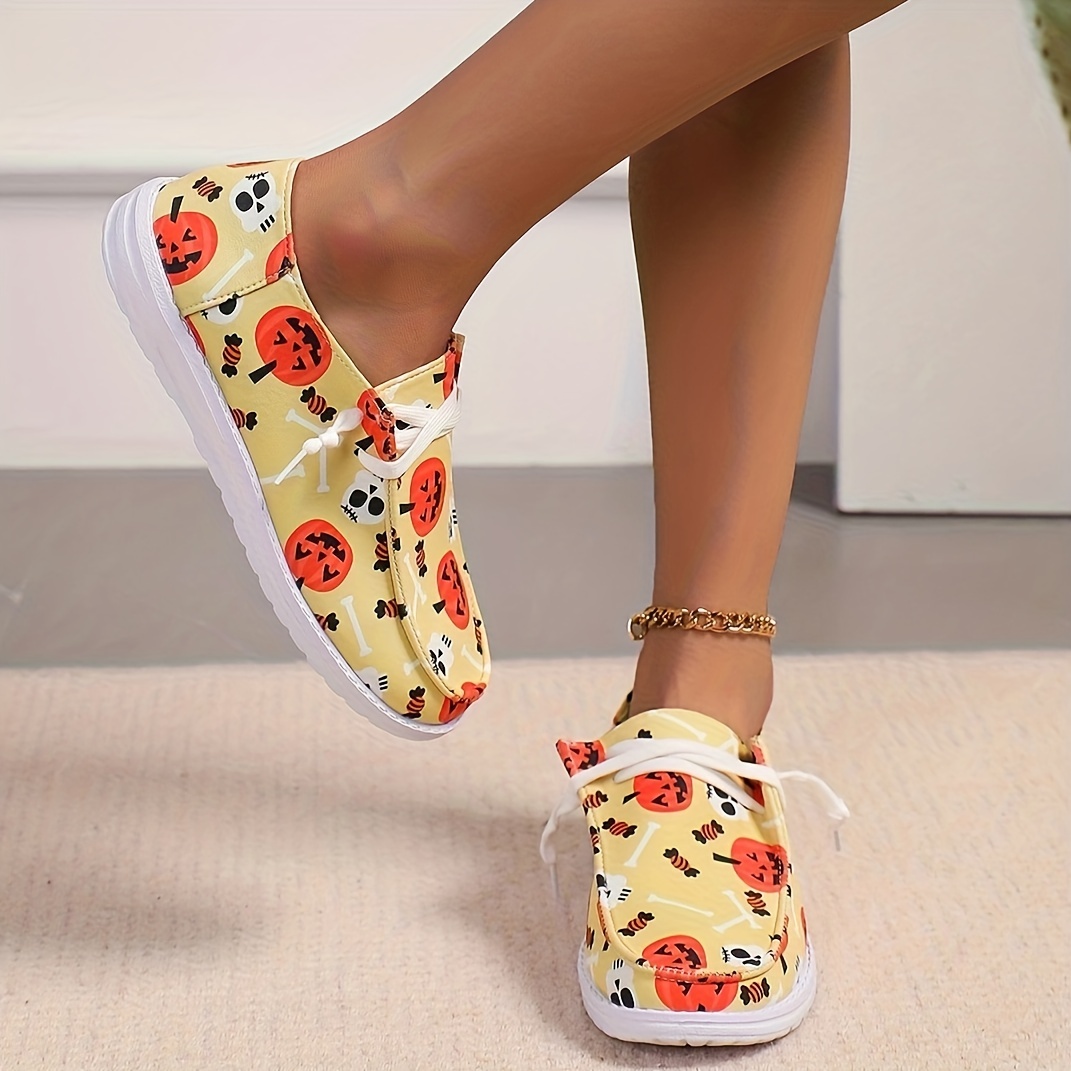 Casual Shoes for Women Women Shoes Halloween Color Printing Casual Shoes  Fashion Soft Sole Non Slip Lazy Casual Shoes Women Casual Shoes Canvas A 37  