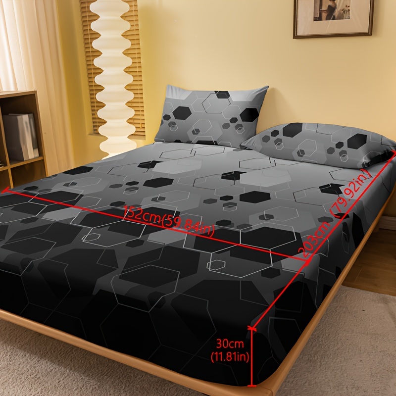 Fashion Geometric Print Fitted Sheet (without Pillowcase) Temu Kuwait