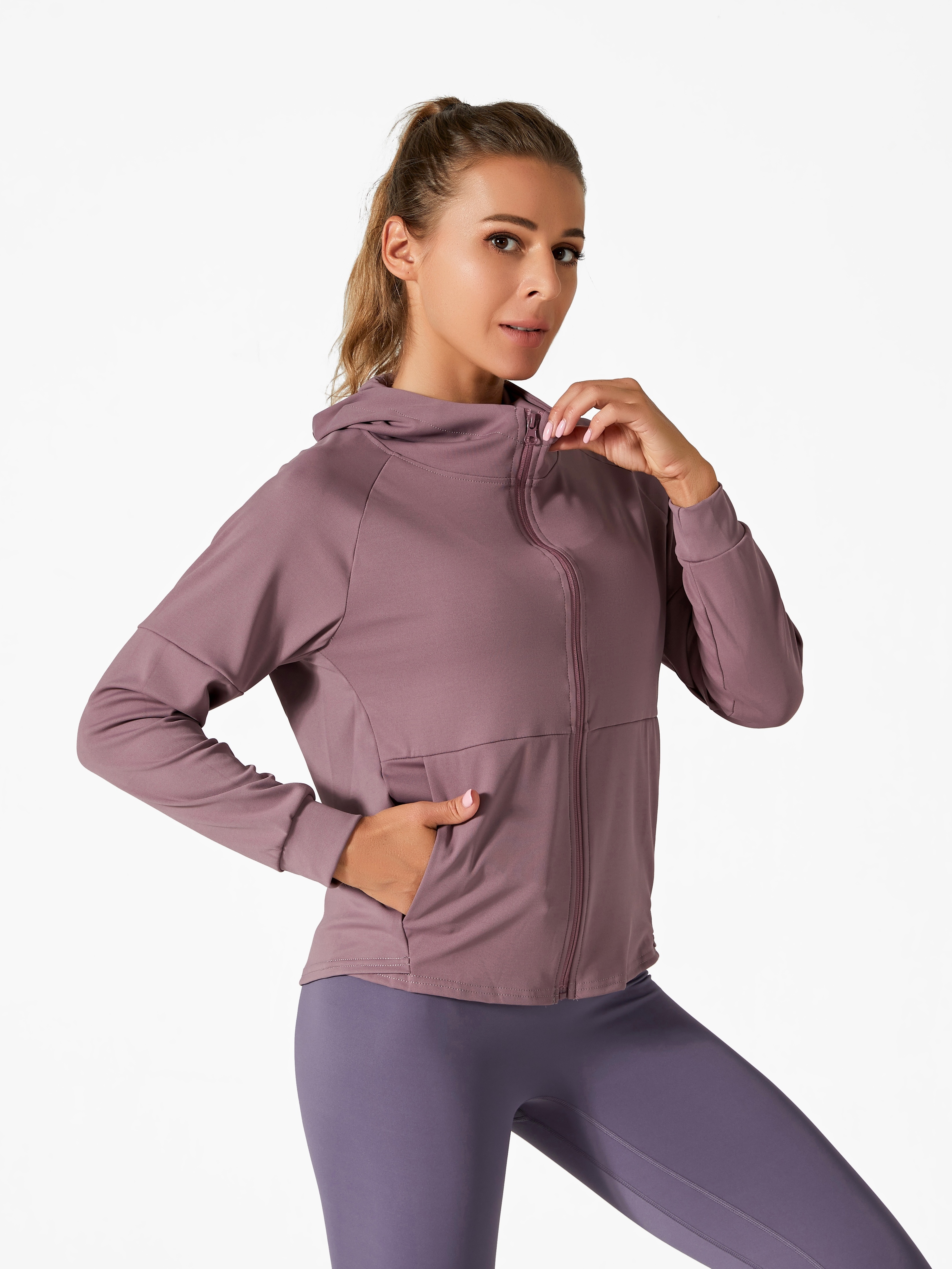 Women's Activewear: Fashionable Solid Color Half Zipper Yoga - Temu Canada