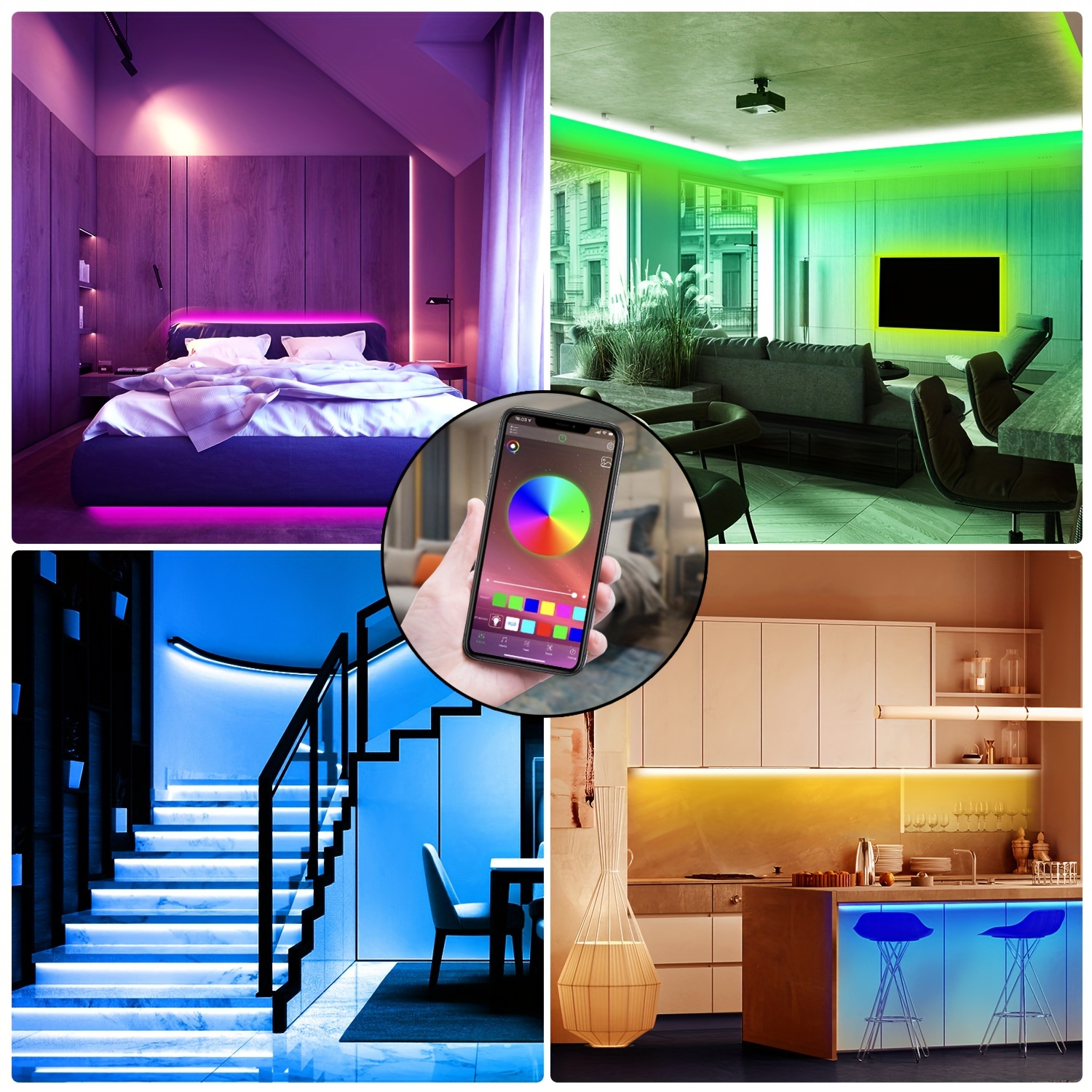 Tiras LED Luces Decoracion RGB Para Cuarto Habitacion Kit Sala 100
