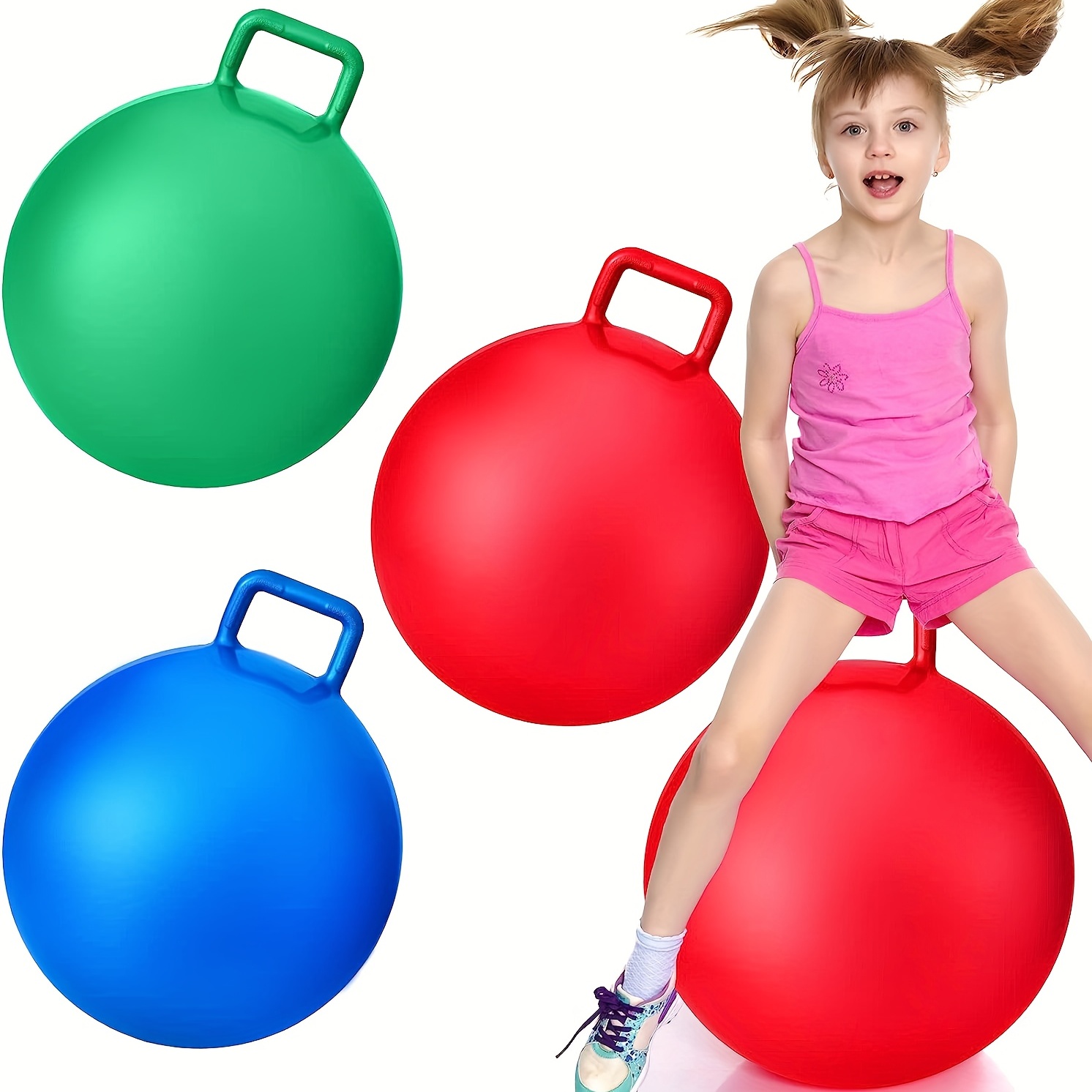 

Hopper Ball Large Jumping Hopping Ball, 18 Inch Exercise Ball Bouncing Ball With Handle For Outdoors Sports School Games Exercise (color And Pattern Random ) Halloween Christmas Gift