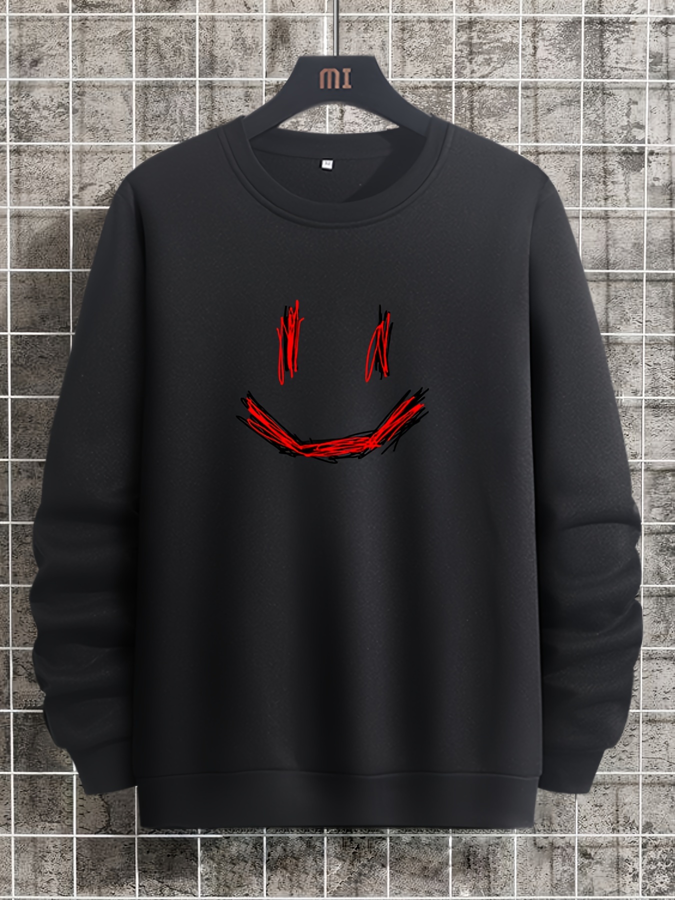 men smiley face sweatshirt