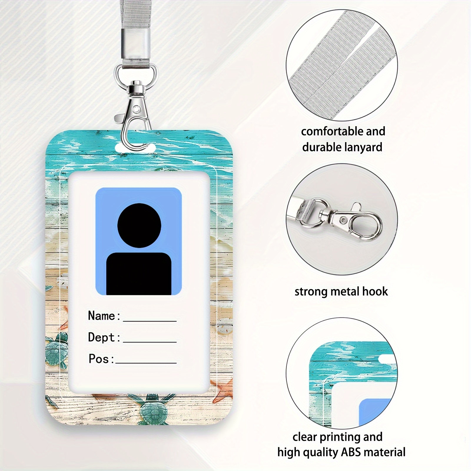 Flat ID Lanyard with Retractable Badge Reel & Heavy Duty Clear Vertical ID  Card Name Badge Holder