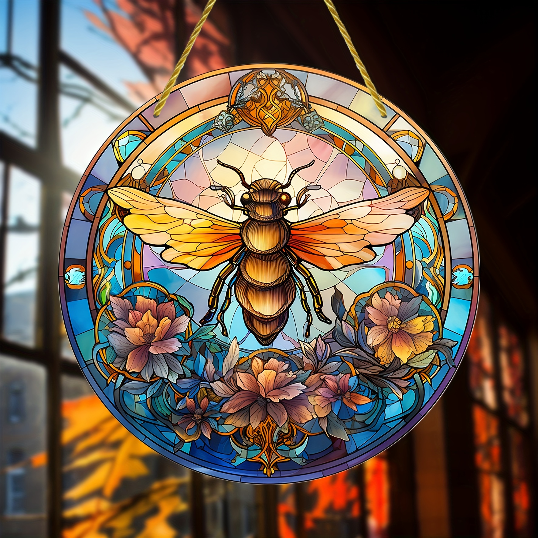 Stained Glass Bumble Bee Ornament Perfect Home Decor For Bee - Temu