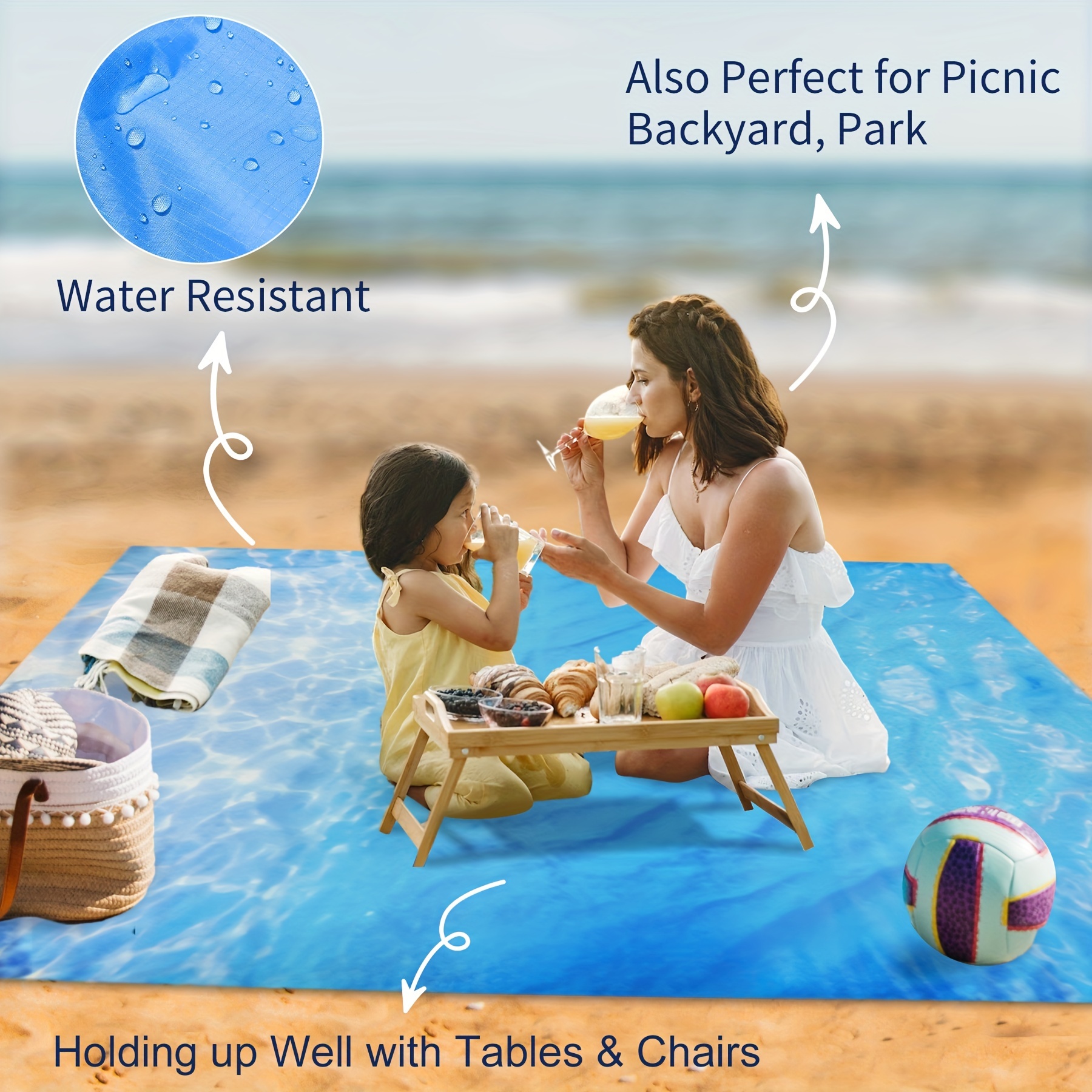 Waterproof Foldable Beach Mat Plaid Outdoor Camping