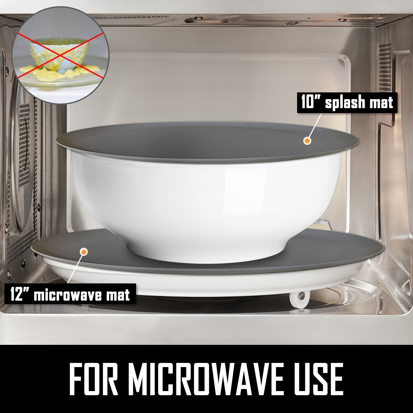 Multi-use Silicone Non-Slip Microwave food Cover & Mat, Dishwasher
