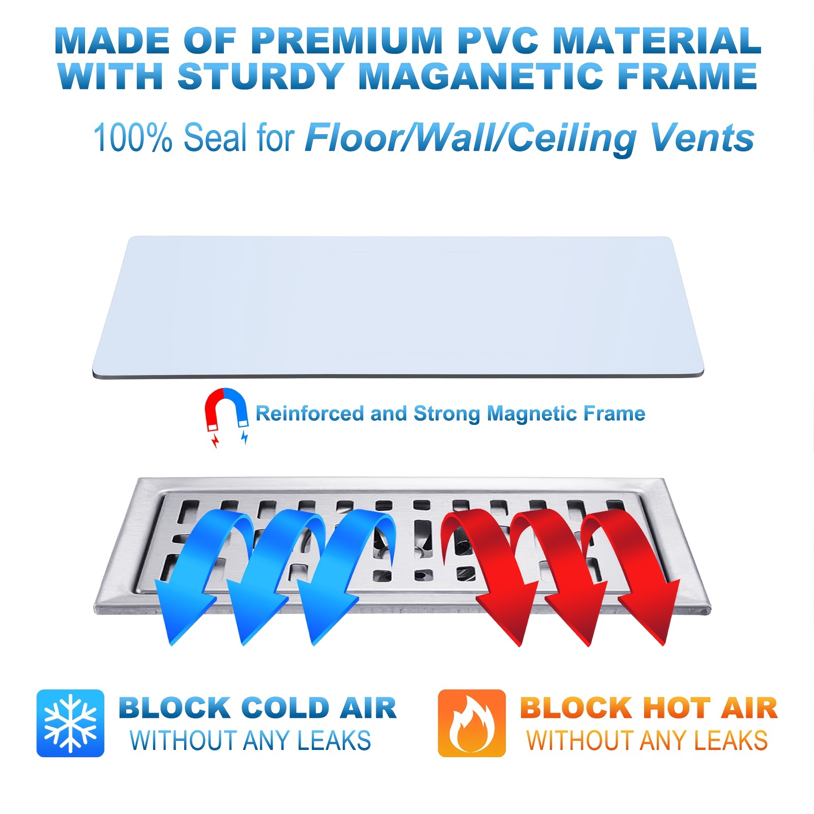 Magnetic Vent Covers for Home Floor Easily Cut Air Magnetic Vent Covers for  Ceiling Thick Register Vent Cover for Wall Ceiling RV, HVAC, Air