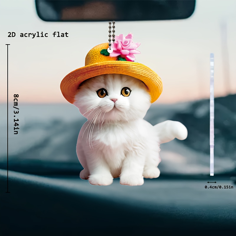 2d Niedliche Katze Acryl Anhänger Auto Innen Rückspiegel - Temu