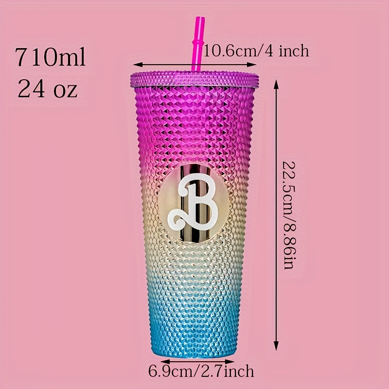 Shiny Studded Tumbler With Lid And Straw Electroplated - Temu