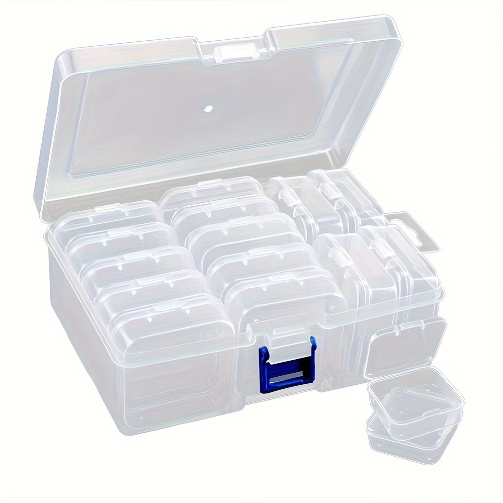 BENECREAT 12 Pack Square Plastic Bead Containers Storage Box 2.15