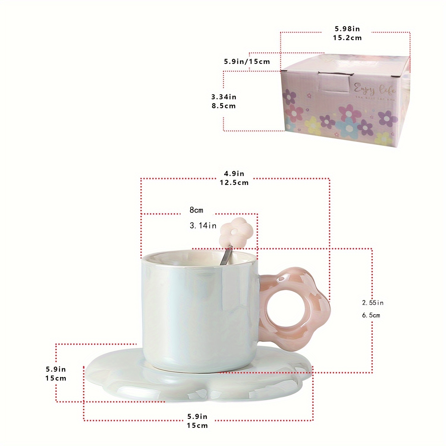 Cute Ceramic Tea And Coffee Set With Spoon And Saucer - Temu