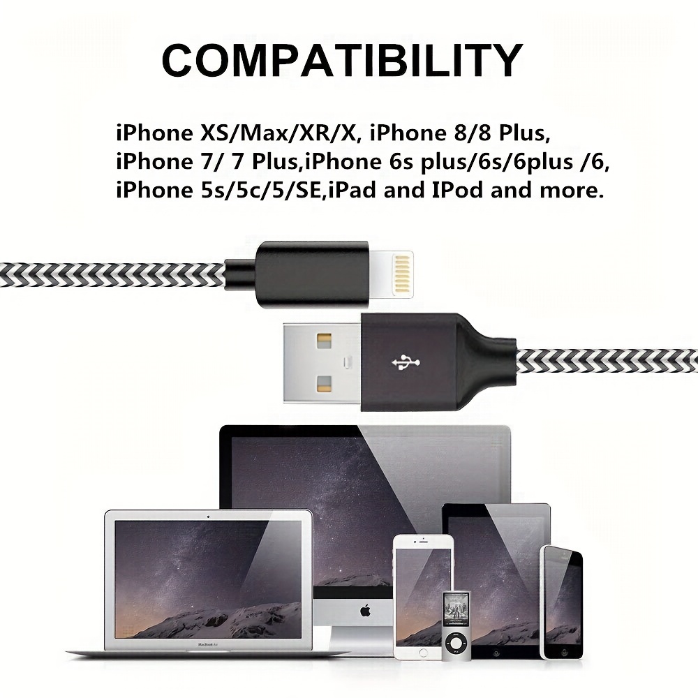 Acheter Câble Usb pour câble iphone 11 pro max Xs Xr X SE 2 8 7 6 plus 6s  5s ipad air mini 4 câbles de charge rapide pour chargeur iphone