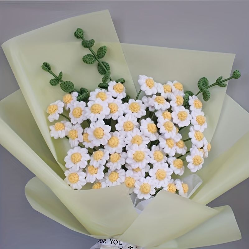 Mini-Sonnenblume/Gänseblümchen-Blumen-Autozubehör, süße gehäkelte