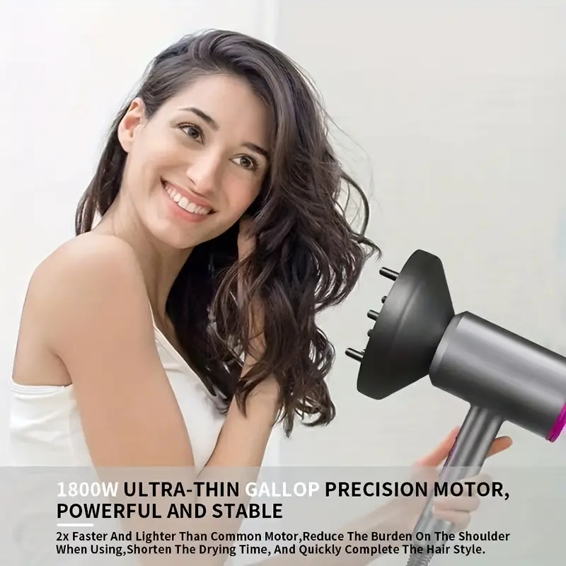 professional ionic salon hair dryer slopehill powerful 1800w fast dry low noise blow dryer with 2 concentrator nozzle 1 diffuser attachments for home salon travel details 5