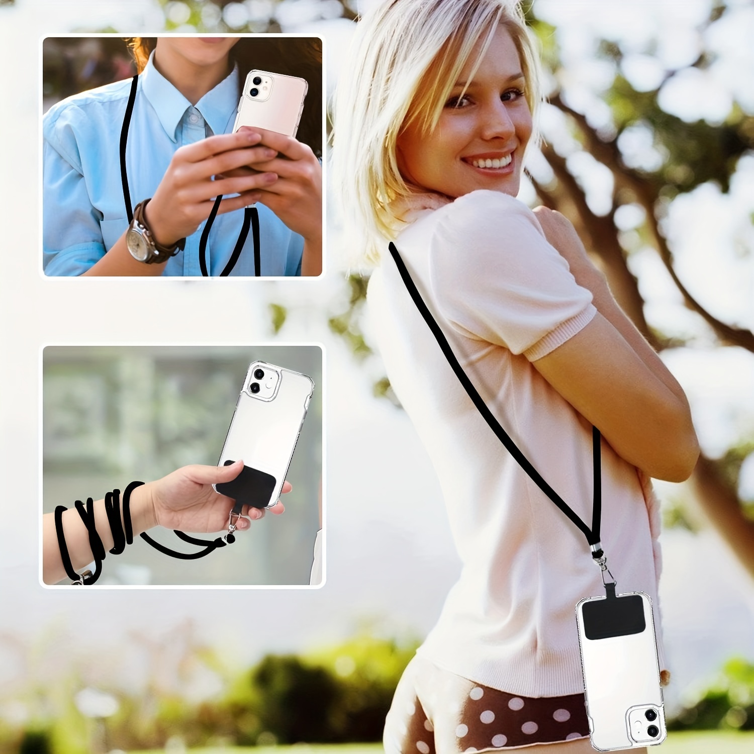 Cordón universal para teléfono celular, con correa ajustable de nailon para  el cuello, compatible con la mayoría de las fundas de teléfonos