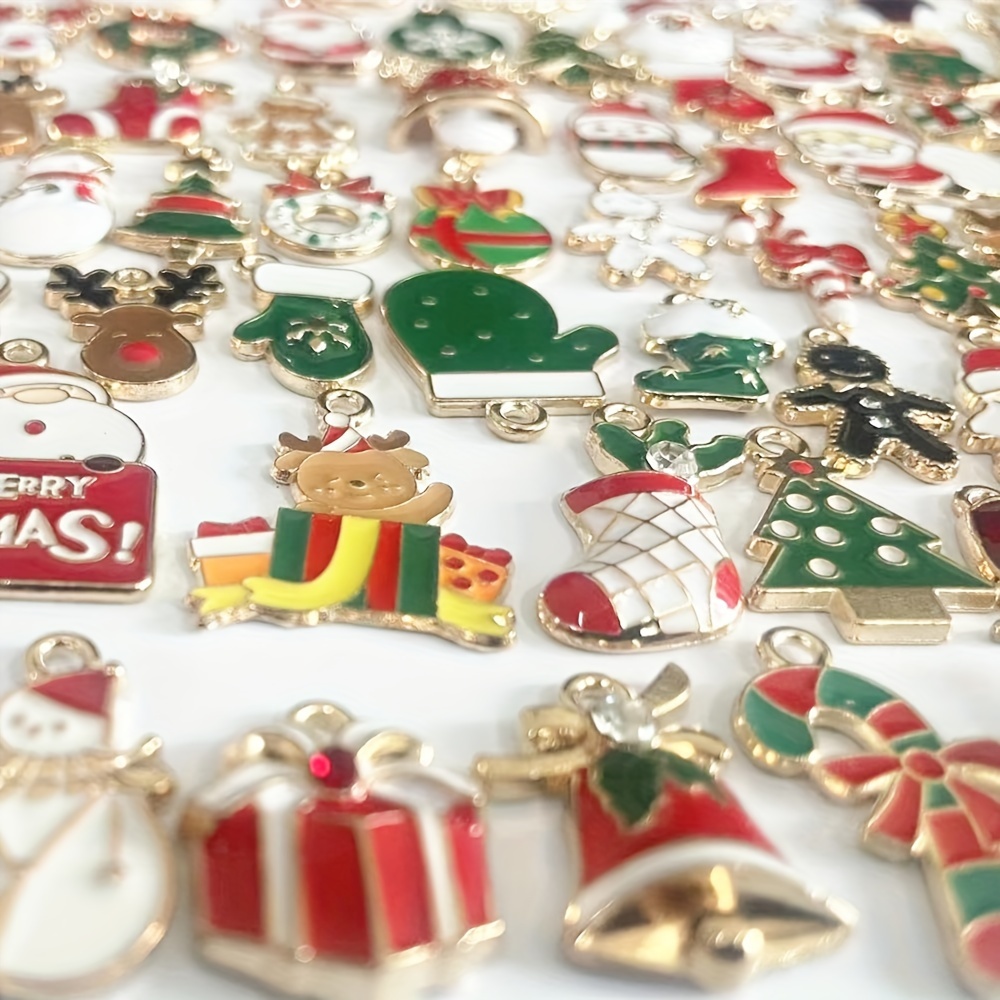 Red Enamel Merry Christmas Charms
