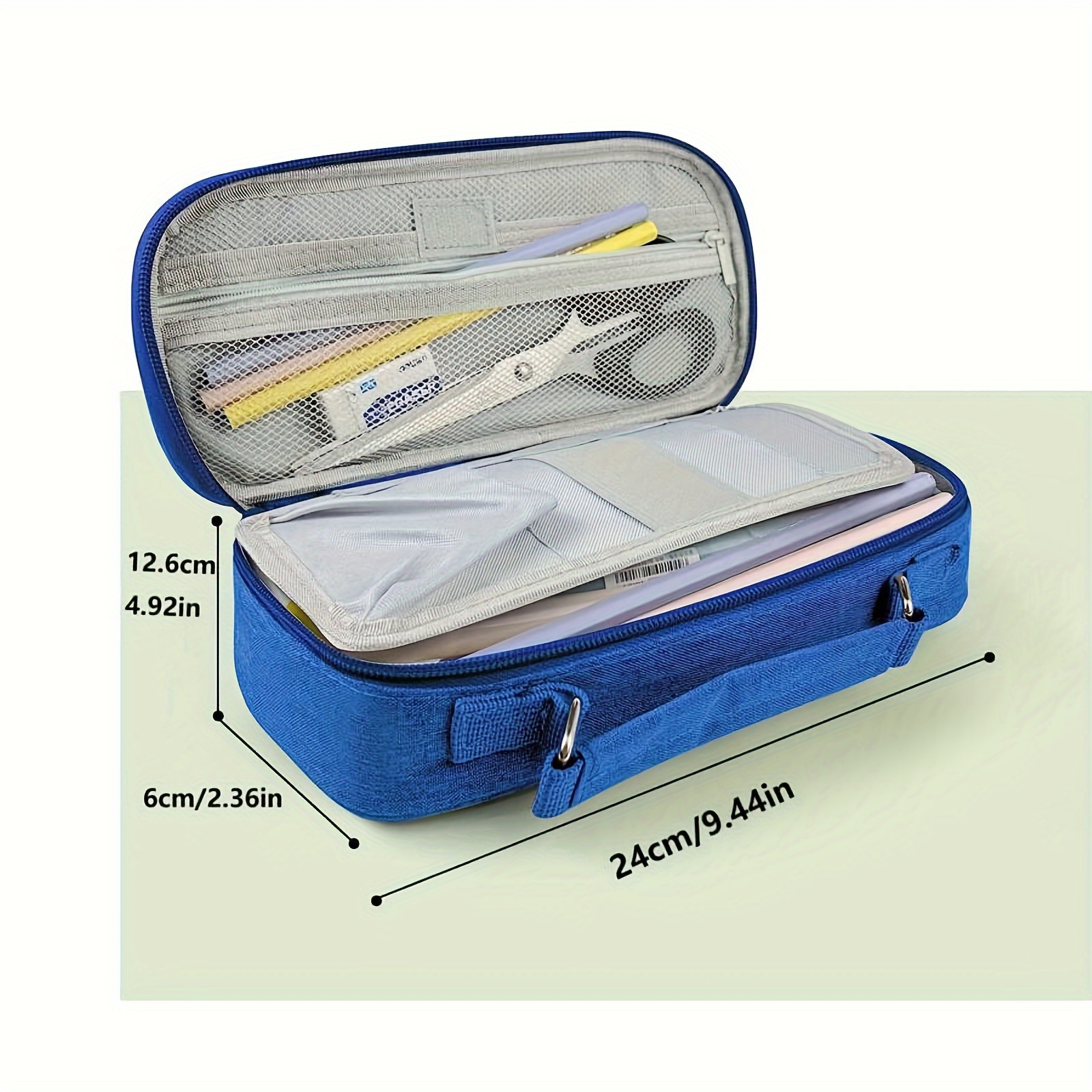 1pc Blue Large-capacity Triple Section With Cover Portable